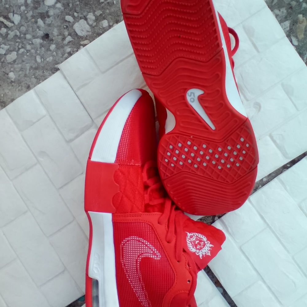 Stylish Red and White Athletic Shoes